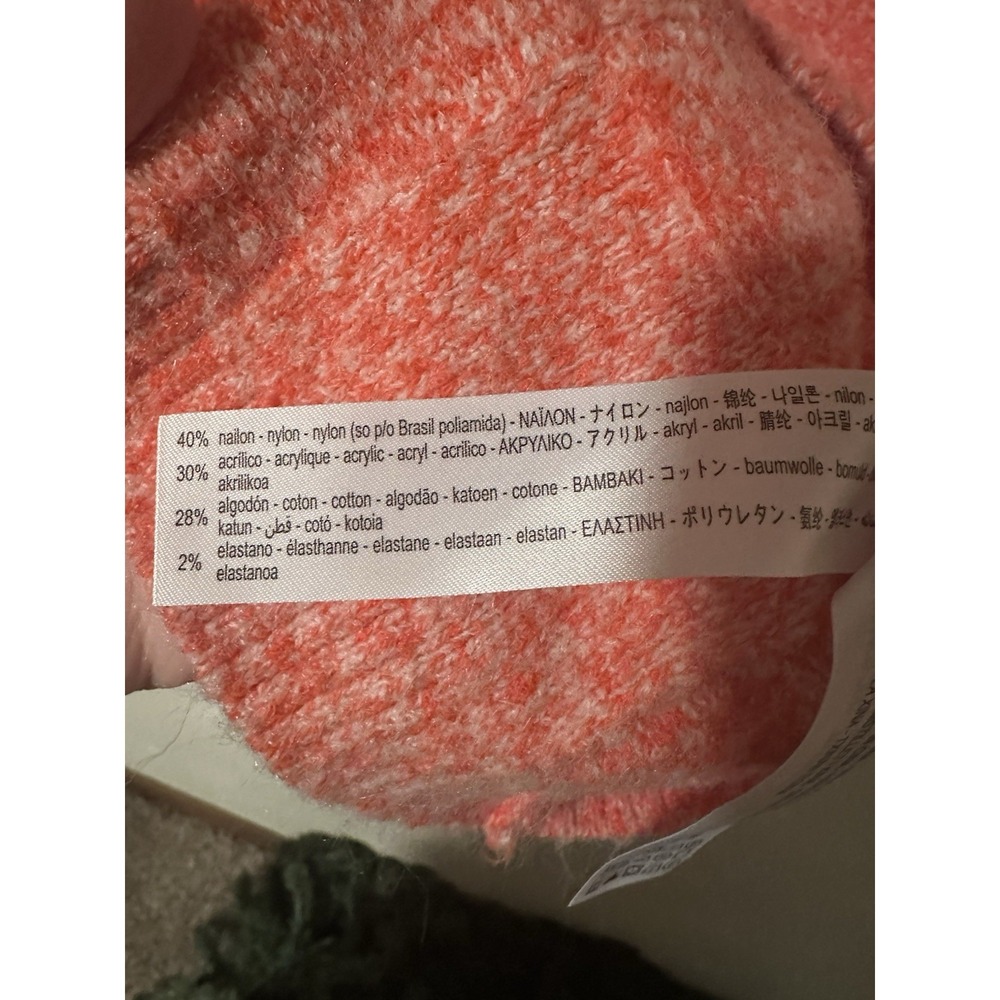 ZARA Pink Orange Heathered Checkered Boxy V-Neck Sweater SZ L - Picture 3 of 6